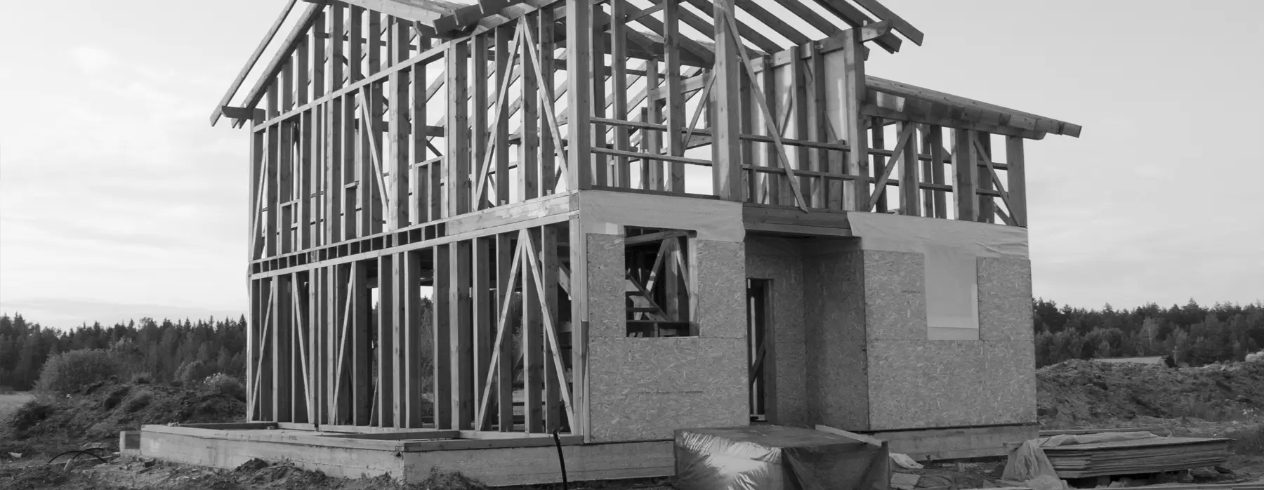 Framed house under construction