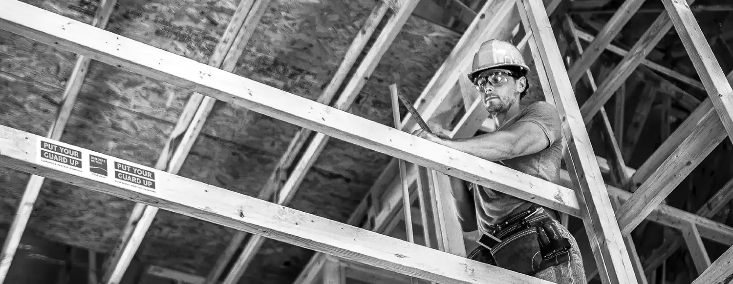 Construction worker inside building