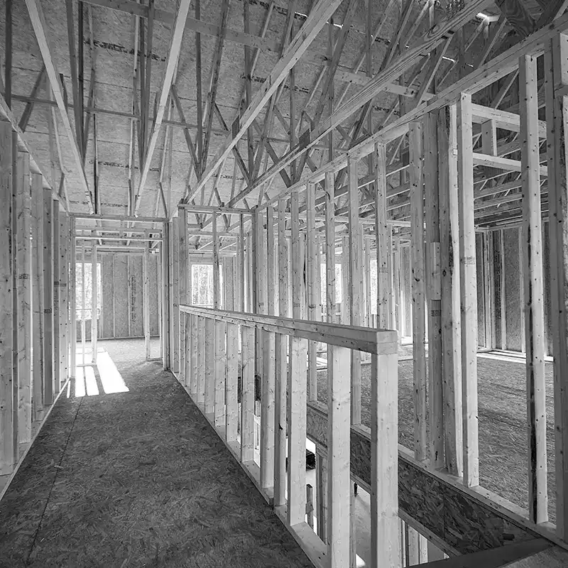 Interior of house in framing stage